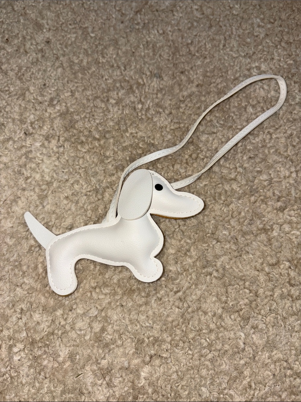 White Brown Dachshund Bag Charm Keychain - Brand Unspecified